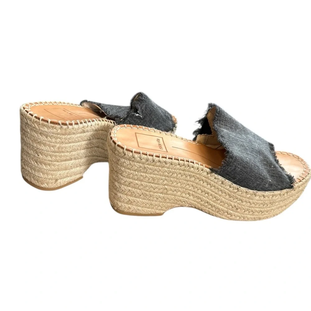 Dolce Vita Denim Espadrille Platform Wedge Slides